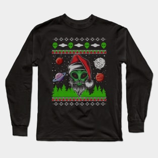 Alien ET UFO Ugly Christmas Sweater Long Sleeve T-Shirt